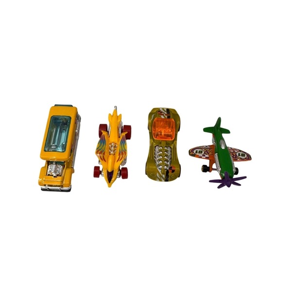 Hot Wheels Other - Hot Wheels Die-Cast Toy Car Plane Set Of 4 Road Bandit Turbo Rooster 2018 Car